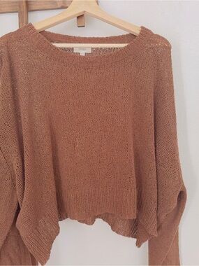 OZMA cotton Crewneck Sweater in Warm Brown